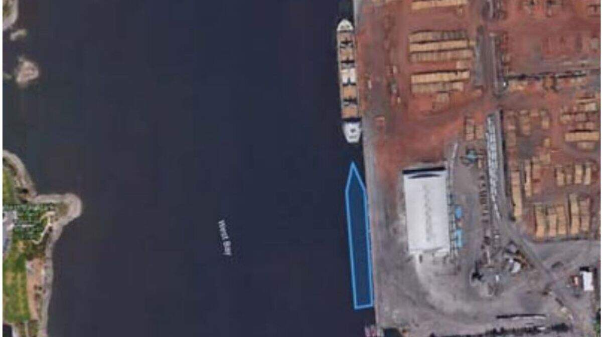 The map shows just how much space the Maunalei would require along the Port of Olympia’s marine terminal.