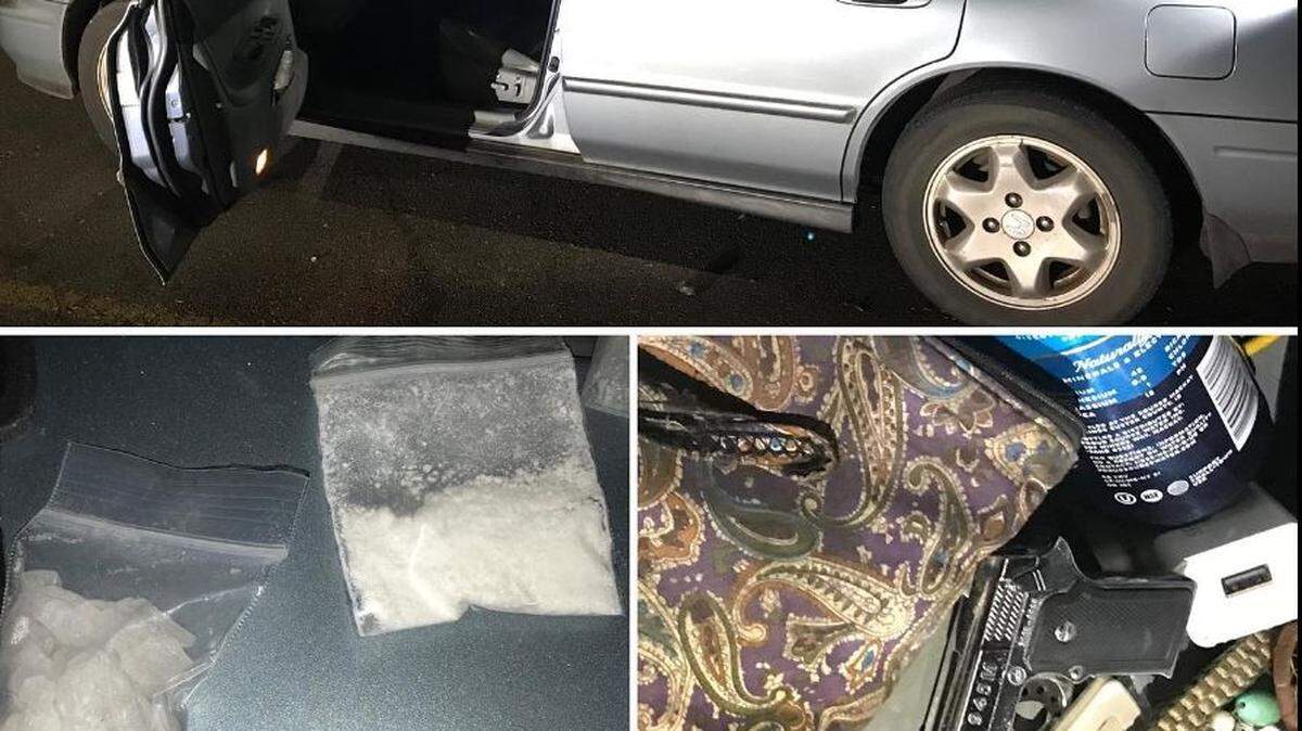 Lacey police recovered a stolen car last week that also contained cocaine, methamphetamine and a handgun. The car was parked at an area Walmart.