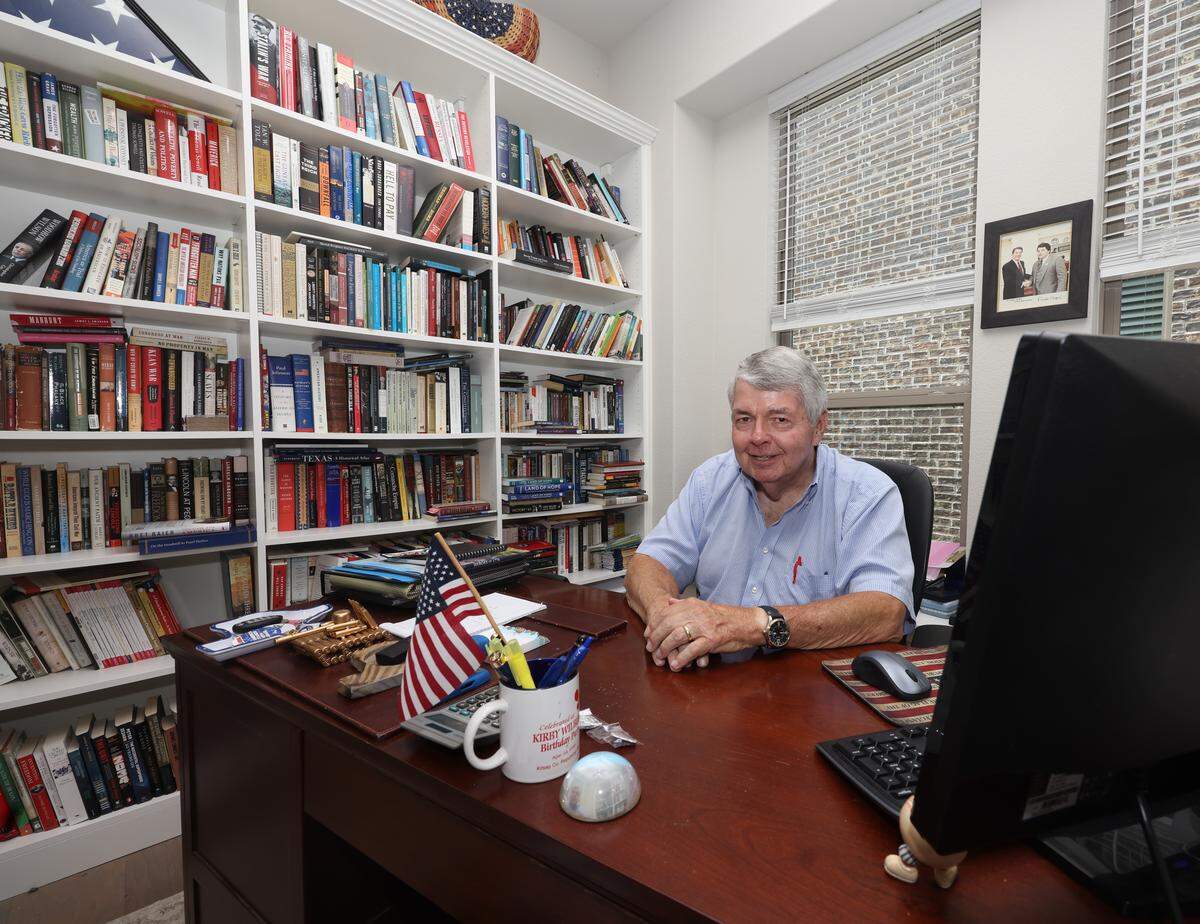 Kirby Wilbur sits in his home office in McKinney, Texas, Monday, May, 18, 2026.