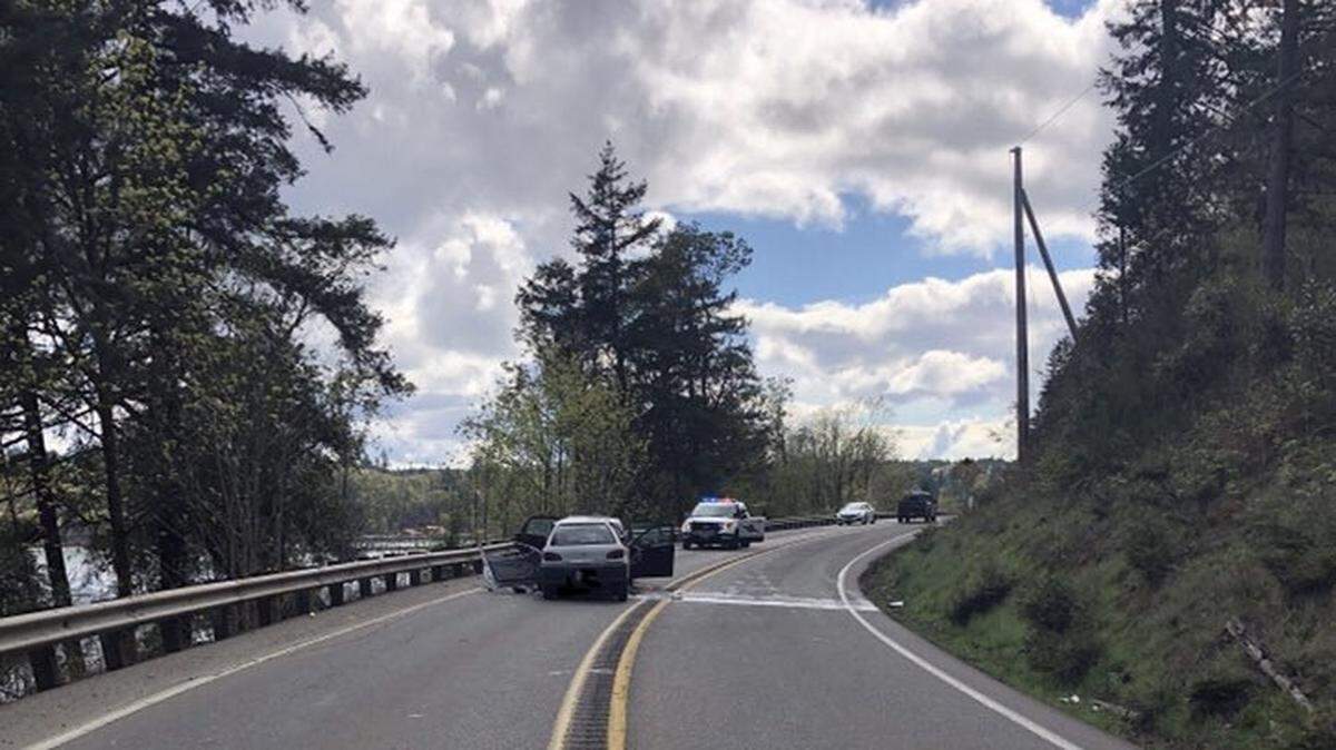 An 85-year-old woman died Wednesday afternoon when her vehicle was struck head-on on state Route 3, according to the Washington State Patrol.