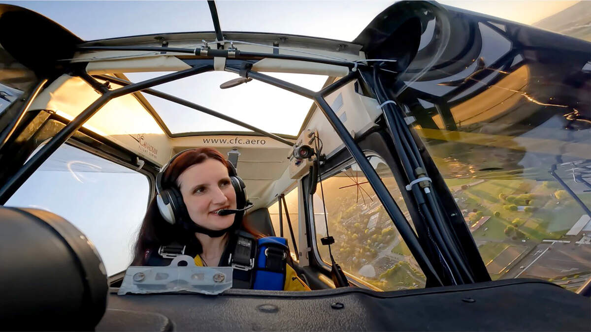 Anna Serbinenko in the cockpit.
