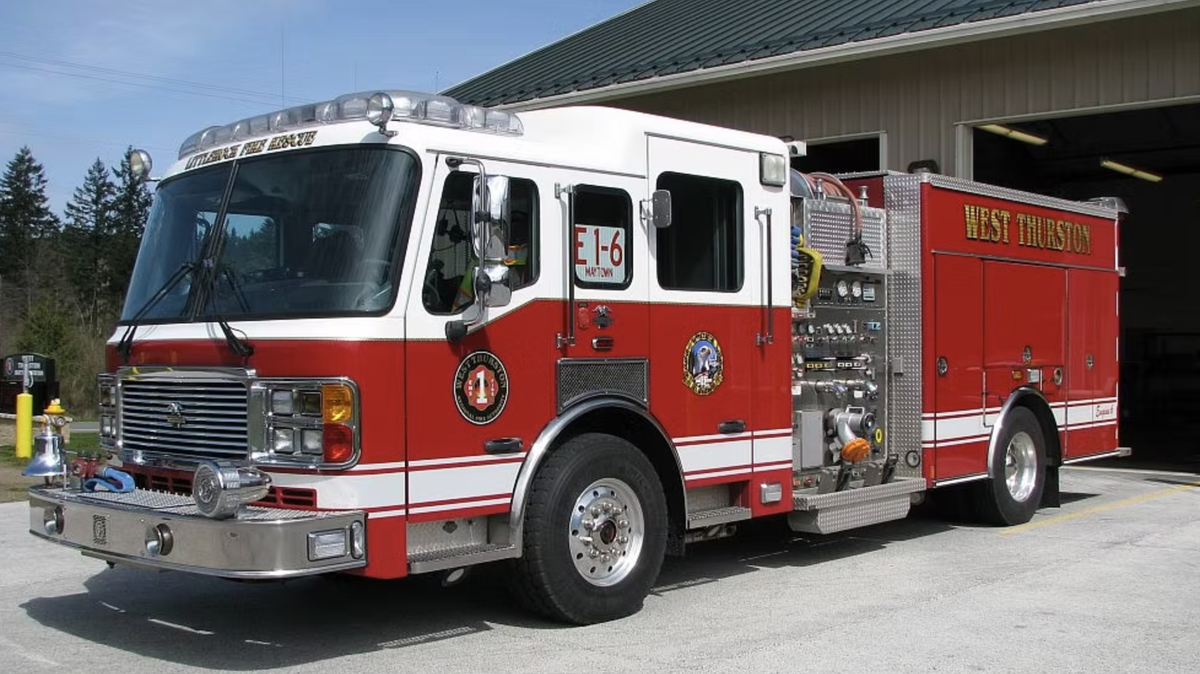 A photo of a West Thurston Fire Authority fire truck based in Grand Mound.