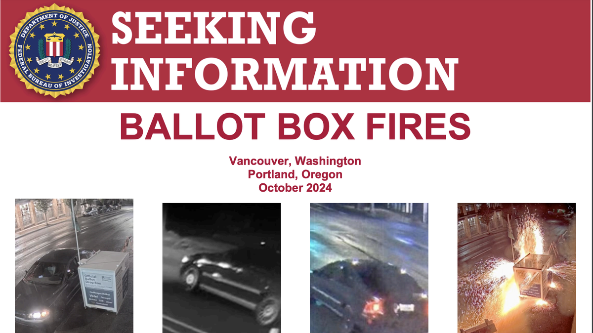 The Federal Bureau of Investigation is offering a $25,000 reward for information that leads to an arrest or conviction of the person responsible for setting fire to ballot boxes in Vancouver and Portland.