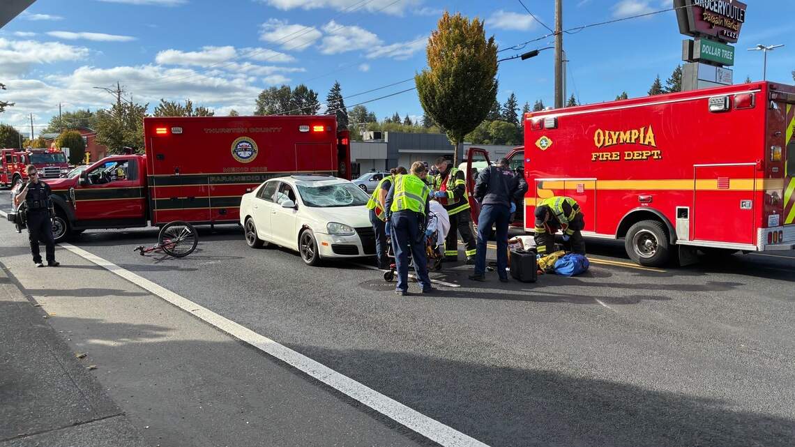 Bicyclist taken to hospital after being hit in crosswalk on Olympia’s west side