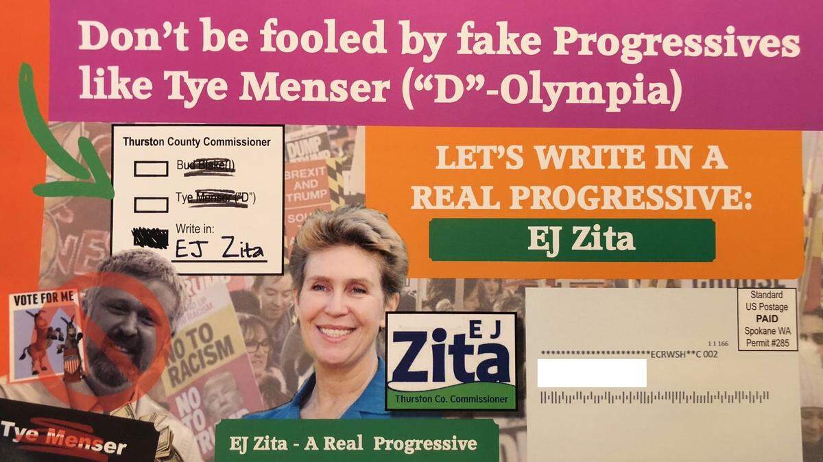 E.J. Zita, who sits on the Port of Olympia commission, said she is supporting Tye Menser, a Democrat running for Thurston County commissioner.