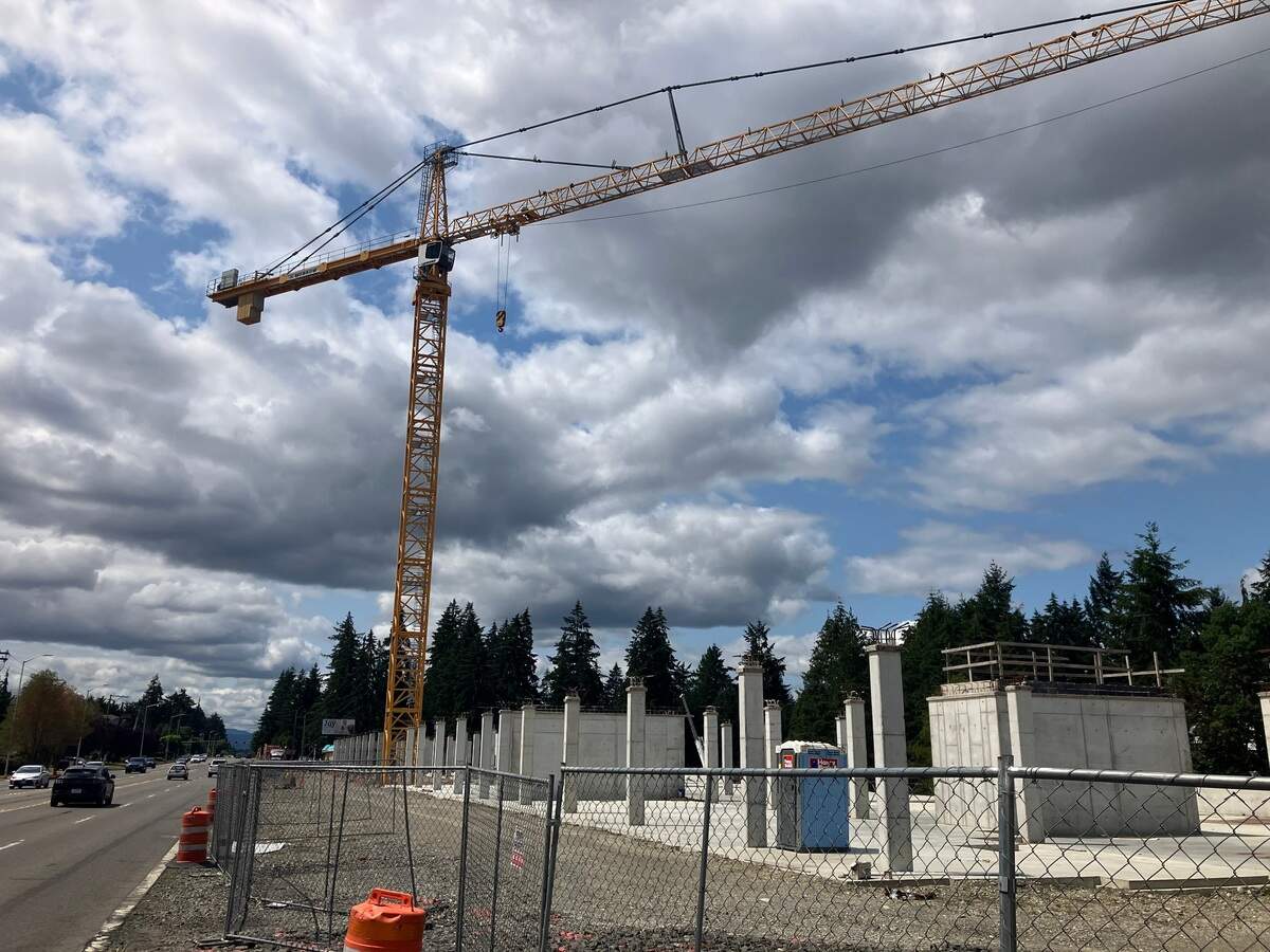 The tower crane used to loom over the 9100 block of Martin Way East.