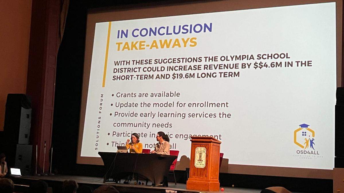 OSD4All, a coalition of Olympia community members, gathered on Jan. 30 at the Olympia Film Society to discuss the school district’s looming budget deficit and the plan to close Madison and McKenny elementary schools to make up for it. 