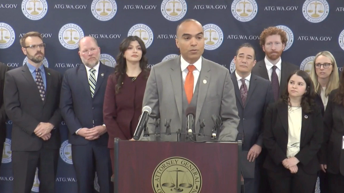 Attorney General Nick Brown announced a new lawsuit against the Trump administration on Friday, April 4.