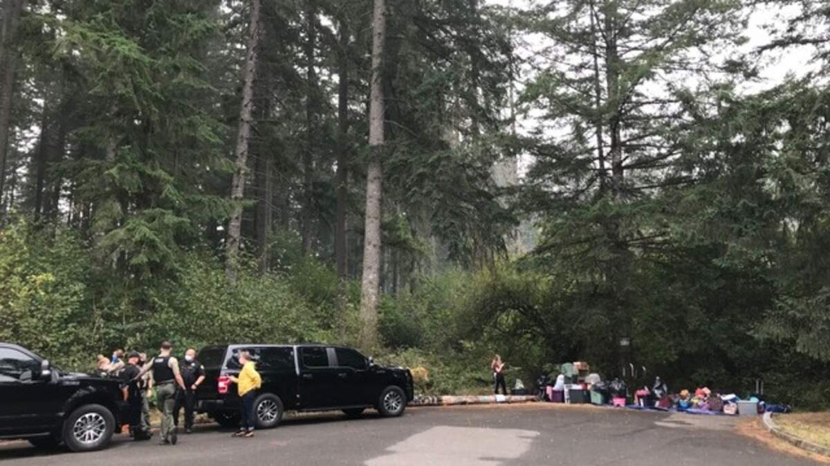 A group of homeless people on Port of Olympia property at Harper Street Southwest and 75th Street Southwest were told to leave Monday by Thurston County Sheriff’s Deputies.