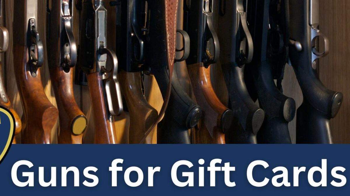 Olympia police will host its first guns-for-gift-cards exchange from 9 a.m. to noon Tuesday, Jan. 31, by appointment. Appointments are limited.