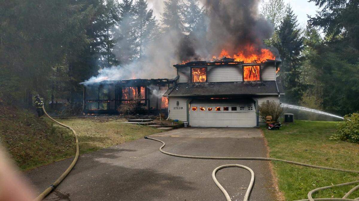 This residence in the 17000 block of Brasher Lane Southeast in Rainier was destroyed by fire Sunday afternoon.