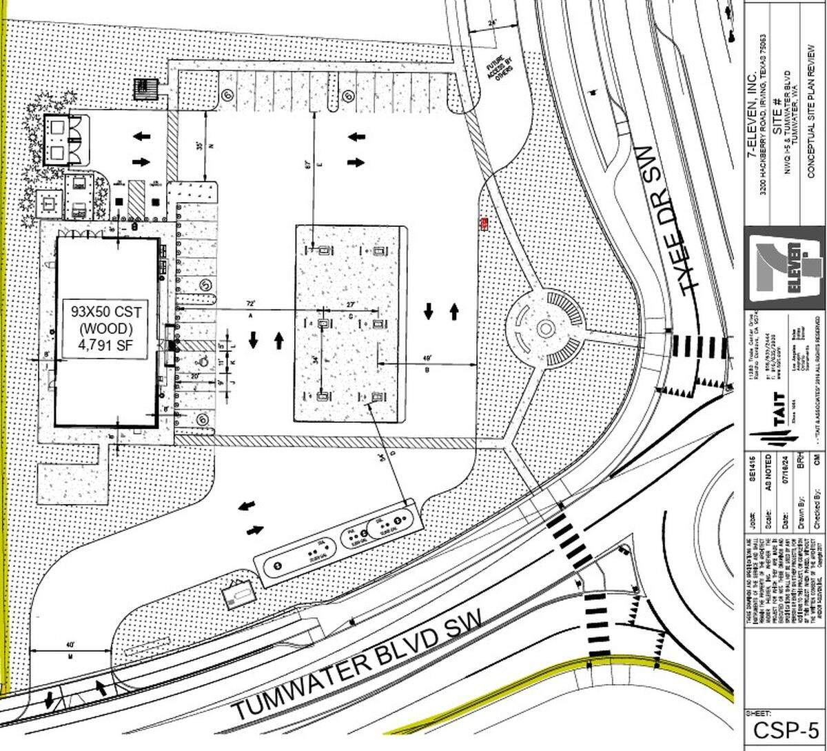 A design layout of the proposed 7-Eleven in Tumwater.