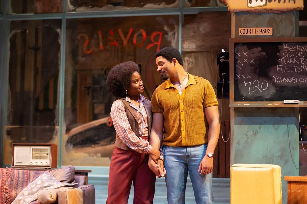 Rena (Folami Williams) and Youngblood (Preston Butler III), the youngest of the jitney drivers, work toward a different and more equal relationship in August Wilson’s “Jitney,” set in 1970s Pittsburgh. The play is part of the Oregon Shakespeare Festival’s 2025 season.