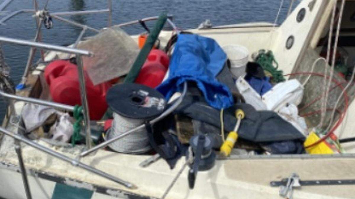 Olympia police found the stolen sailboat in East Bay. They also found stolen equipment on board and multiple buckets of oysters.