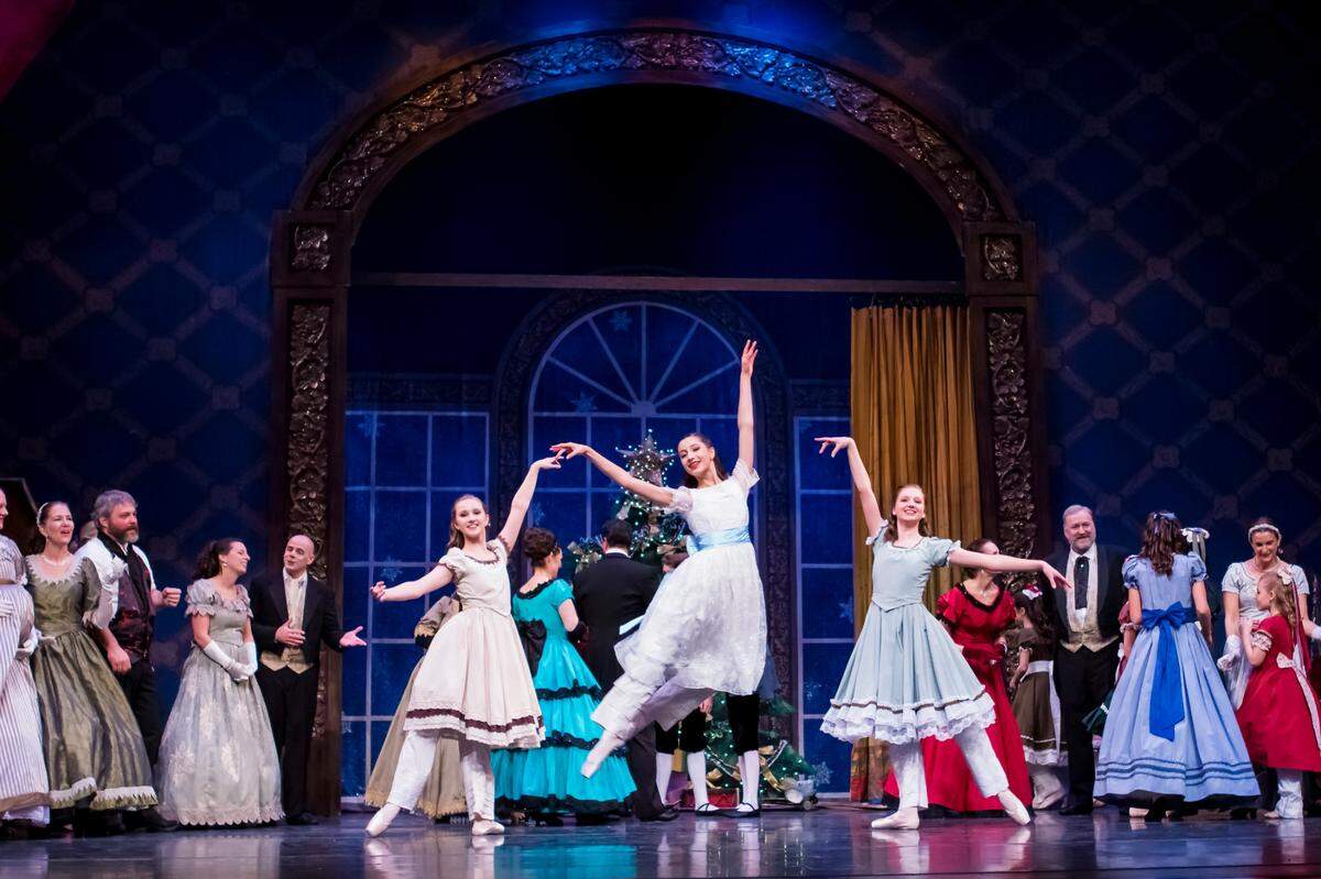 Studio West Dance Theater dancers perform the party scene in Tchaikovsky’s Nutcracker.