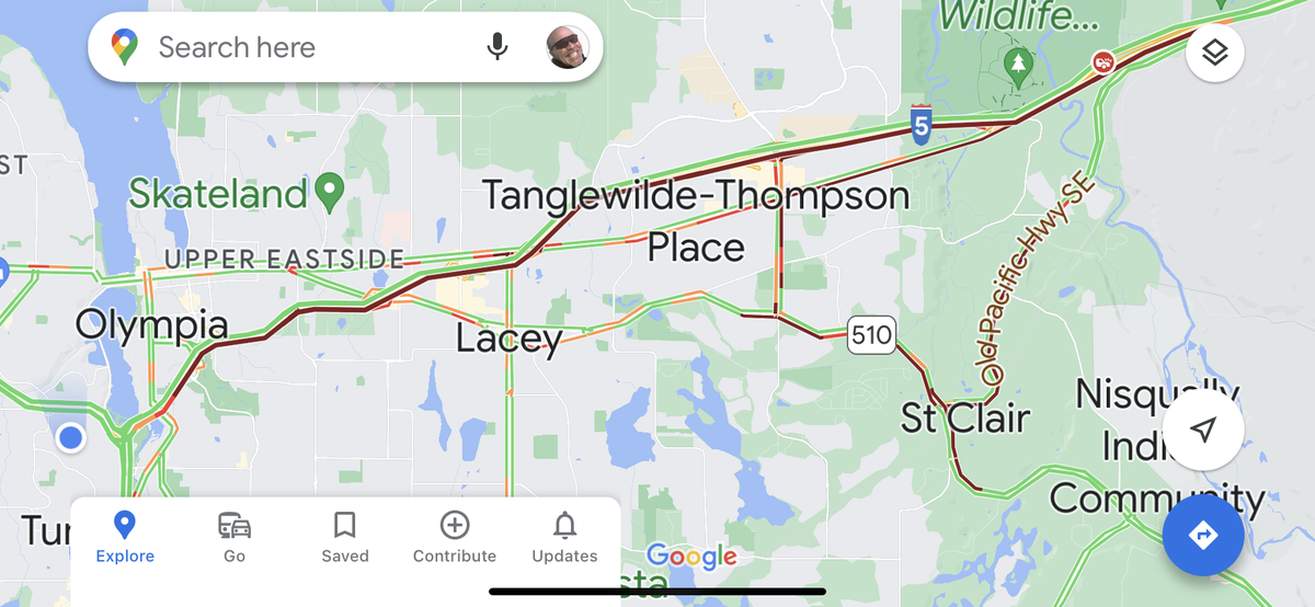 A crash near the Mounts Road exit on northbound I-5 Wednesday morning backed up traffic all the way to Tumwater.