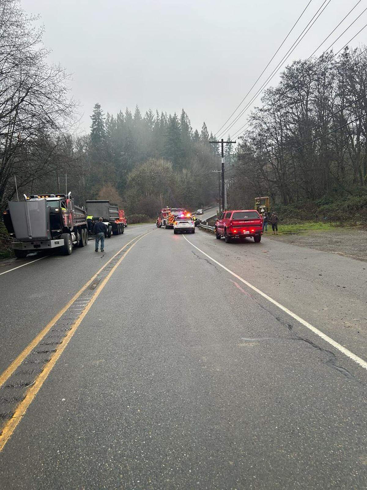 A 45-year-old Lacey man suspected of DUI crossed the center line on SR 3 and hit a Shelton woman’s trailer. He was taken to St. Peter Hospital in Olympia.