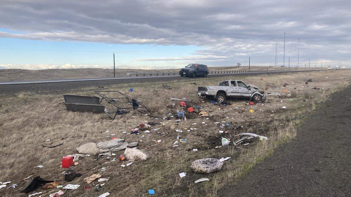 The crash was reported on I-90 Saturday afternoon outside the Eastern Washington town of Sprague, according to Washington State Patrol.