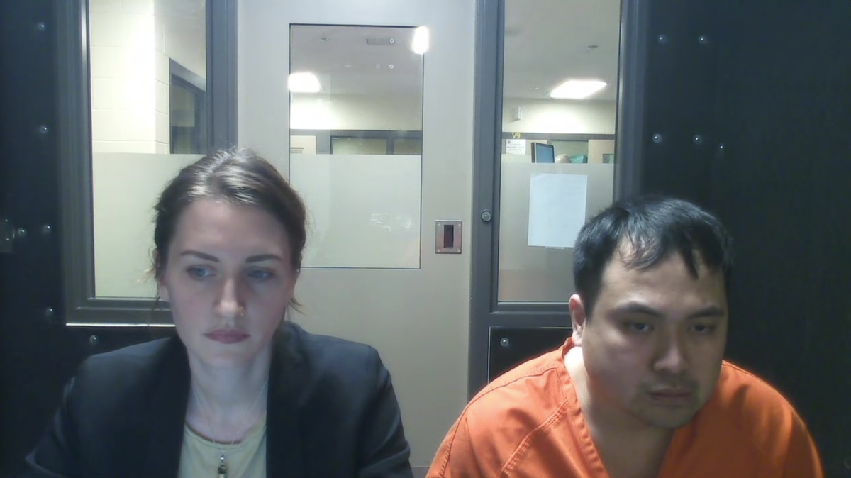 Son Thien Nguyen, a 33-year-old Olympia resident, attends his preliminary hearing in Thurston County Superior Court on Tuesday, Jan. 7, 2024. Nguyen has been accused of controlled substance homicide in connection with the overdose death of a 16-year-old Olympia High School student.