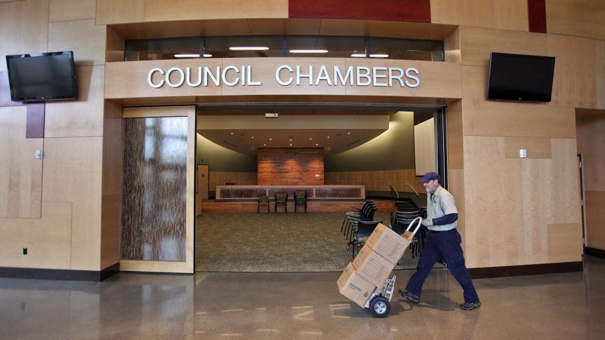 Council chambers at Olympia City Hall, pictured in 2011.