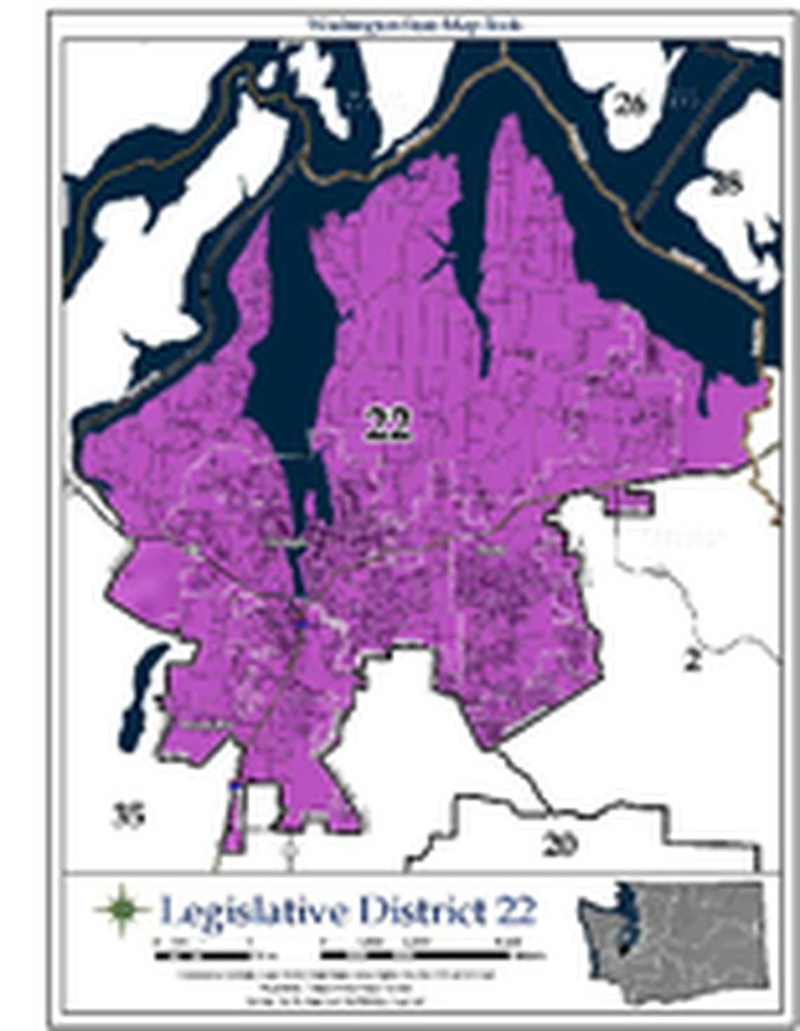A map of Washington state’s 22nd Legislative District.