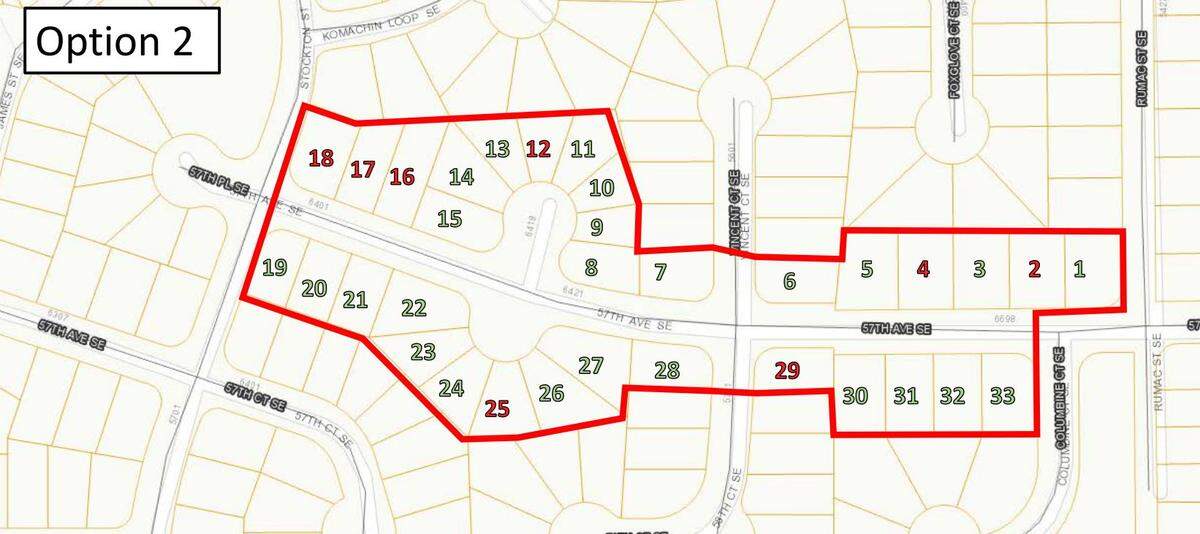 As part of the traffic calming process on 57th Avenue, the transportation committee decided to advance this neighborhood boundary as an example of those most affected by speeding traffic.