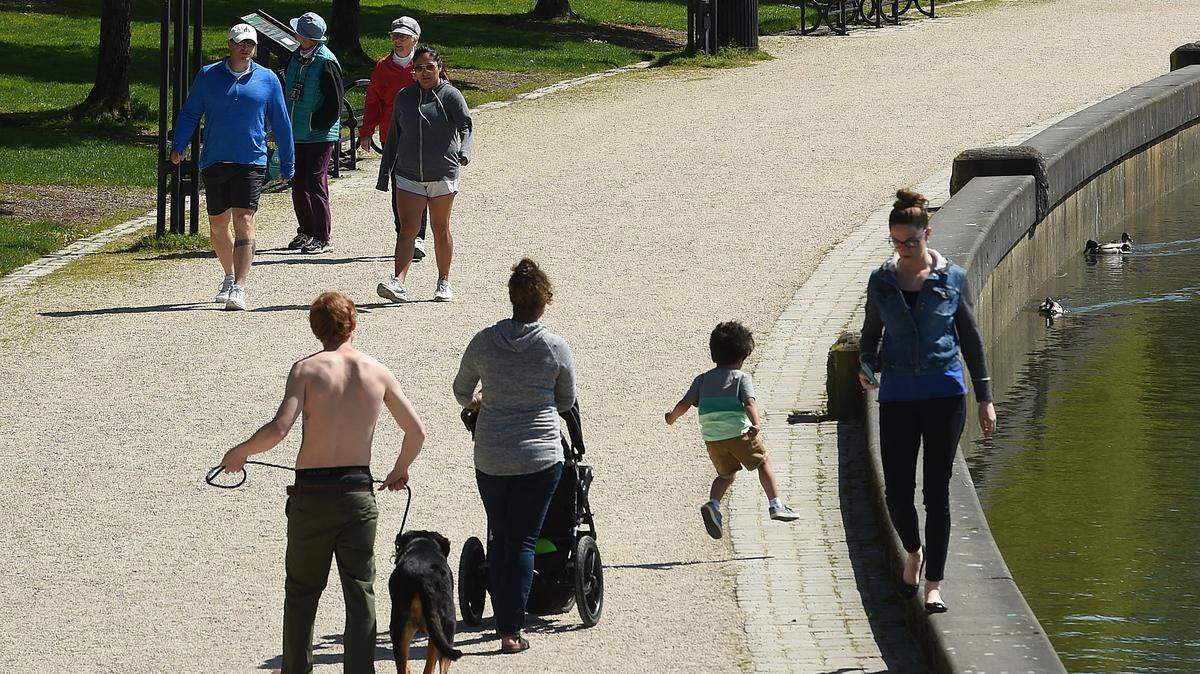 The much anticipated return of spring and sunshine brought many out along the Heritage Park walking path that follows the Olympia's Capitol Lake shoreline with the first stretch of sunny warm weather forecast regionally through Thursday.