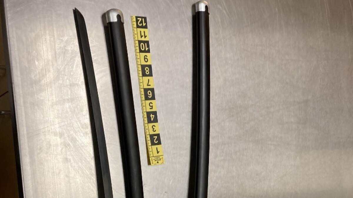 An image of the swords that were booked into evidence.