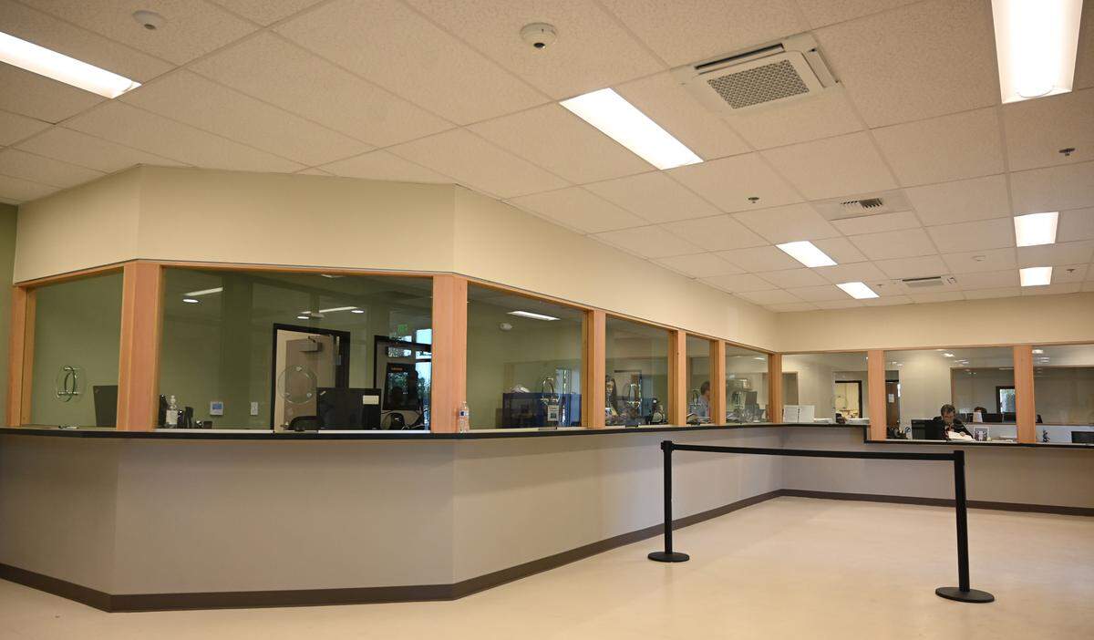 Thurston County Auditor Mary Hall leads a July 16, 2024 tour of the new voting services office at its Tumwater location at 2915 29th Ave SW.