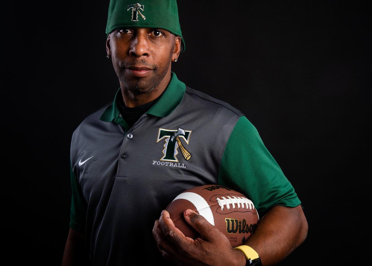 Timberline’s defensive coordinator Orlando Johnson photographed at the Tacoma News Tribune in Tacoma, Wash., on Monday, Dec. 3, 2018.