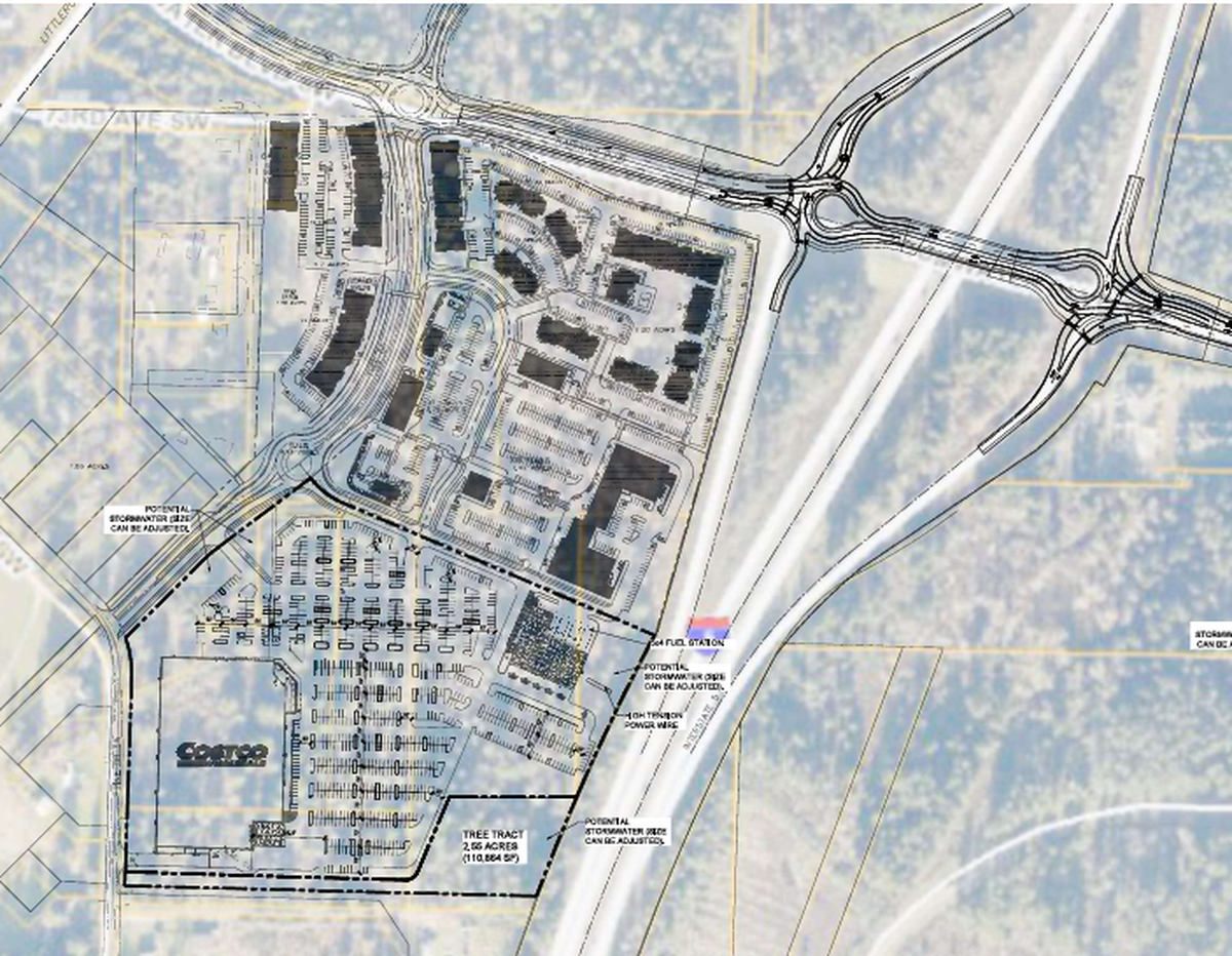 The proposed location of a new Costco at the southwest corner of Tumwater Boulevard and Interstate 5.