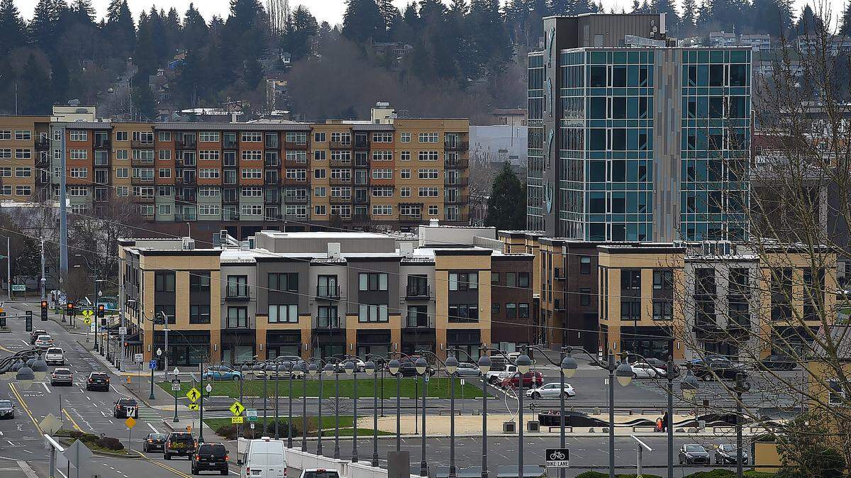 A look at the downtown Olympia core -- and a number of its newer mixed-use developments -- from the west side.