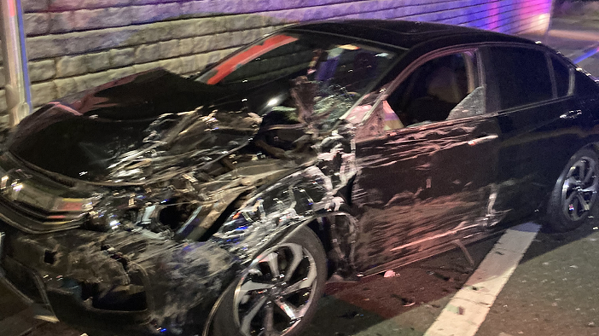The Honda Accord that was hit in Friday night’s three-way collision in Lacey. The driver of the vehicle had minor injuries and went to the hospital in a private vehicle.