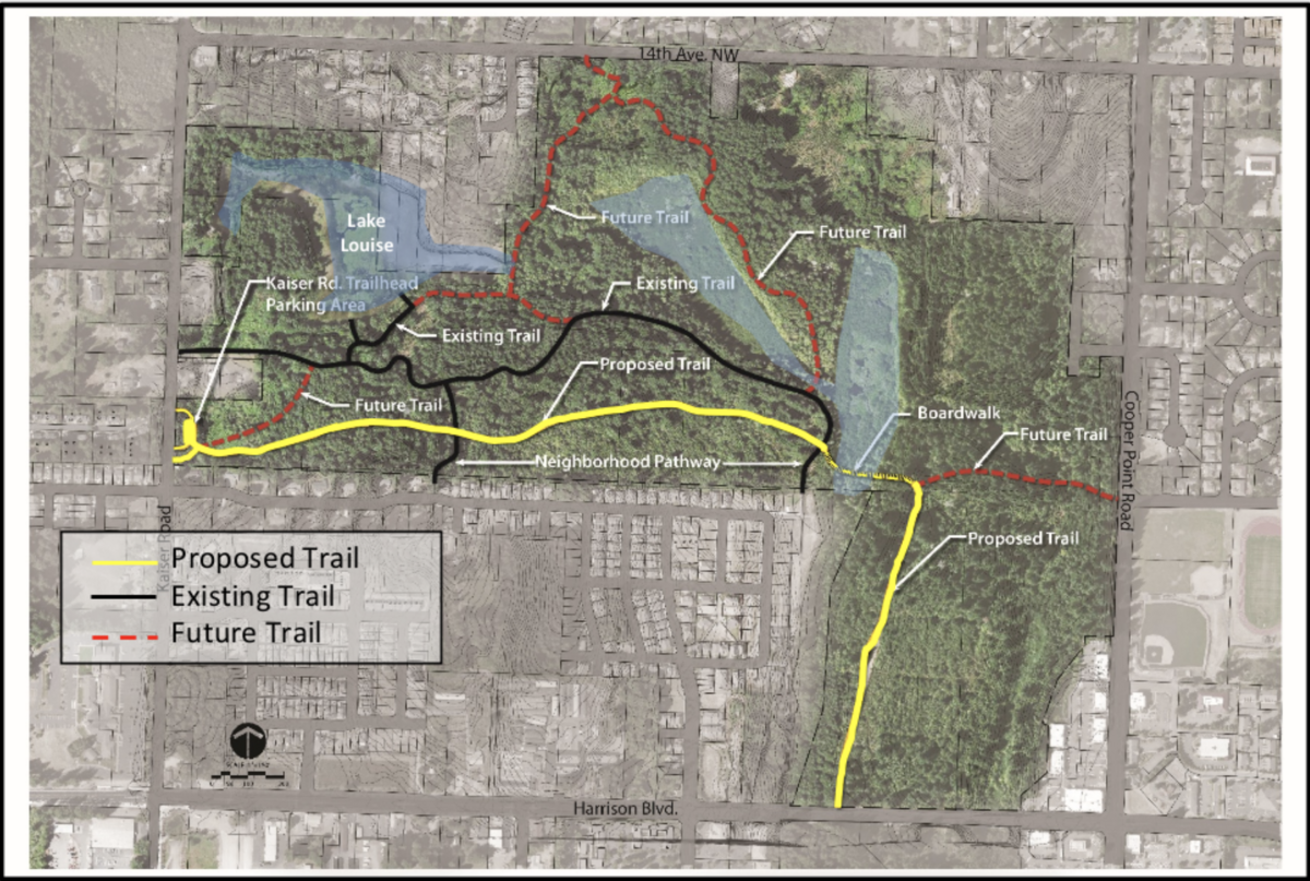 designs show the existing, planned and future trail systems in Grass Lake Park