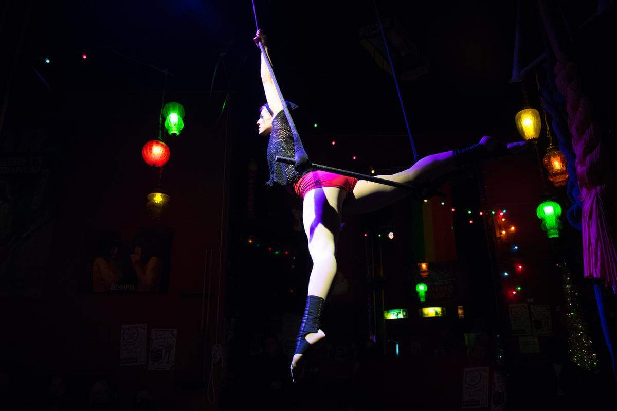 The Brotherhood Lounge’s monthly aerial shows have returned, and the next ones are Sunday afternoon, Jan. 2.