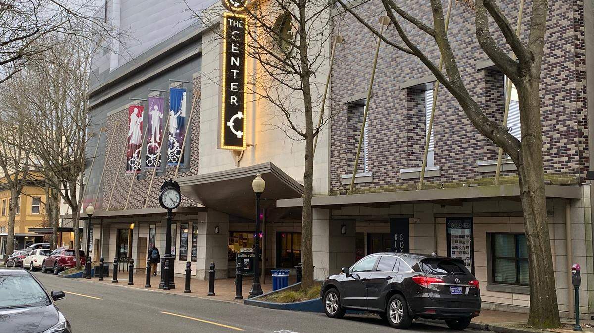 The exterior of the Washington Center for the Performing Arts was renovated eight years ago. Now the center is raising money to renovate the public spaces inside.