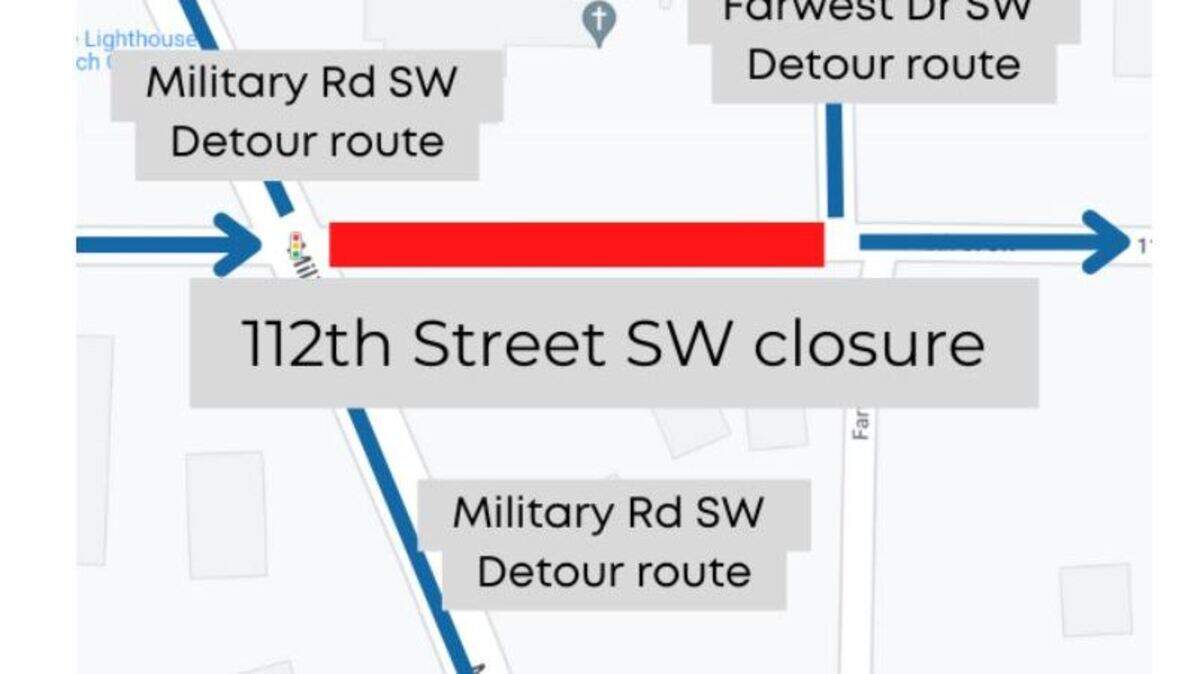 After a water main burst, a section of 112th Street Southwest in Lakewood will now close for the week for repairs. Drivers can expect delays, detours and flaggers.