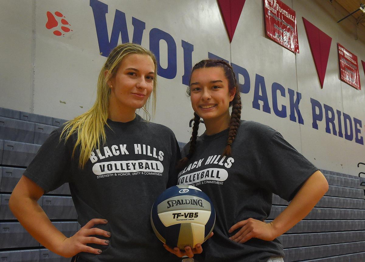 Brenna Nelson (left) and Kailie Storm are two important parts of a 10-1 Black Hills team that’s primed for a playoff run. photo taken Nov. 5, 2019