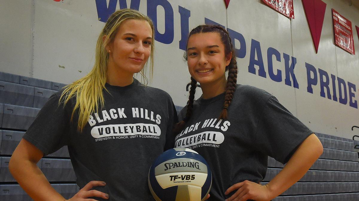 Brenna Nelson (left) and Kailie Storm are two important parts of a 10-1 Black Hills team that’s primed for a playoff run. photo taken Nov. 5, 2019