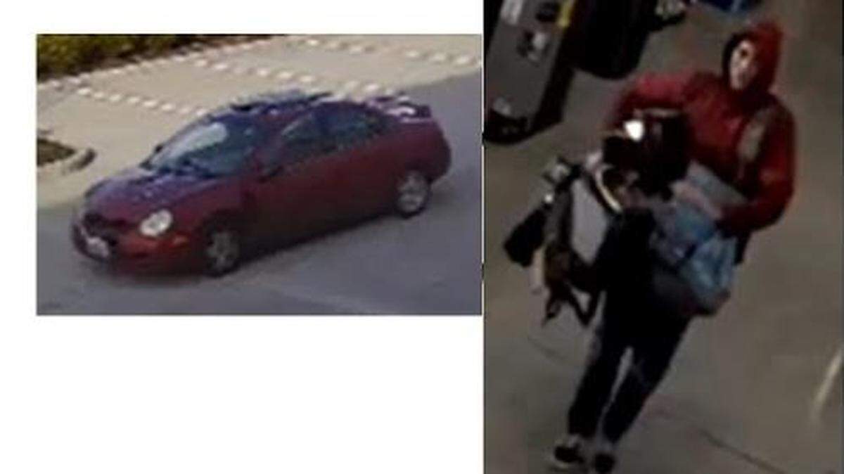 The suspect and the suspect vehicle that were involved in a March 10 burglary in Lacey.