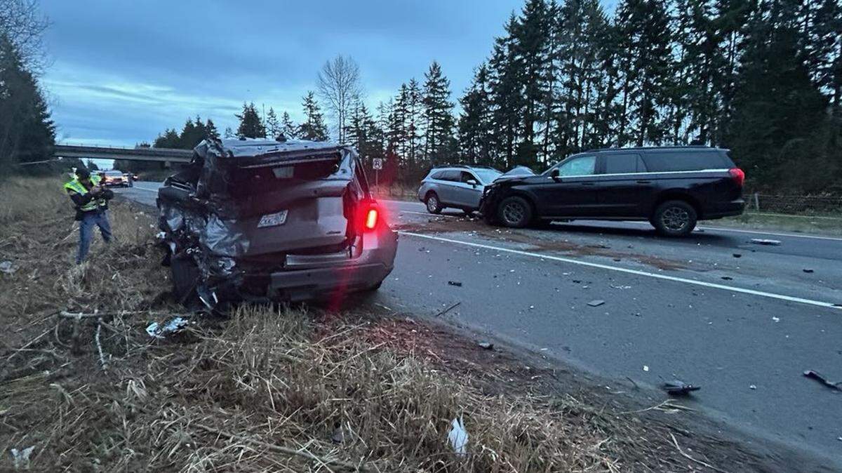 A Washington State Patrol trooper was hit and injured by a passing driver on state Route 512 in Pierce County Sunday morning.