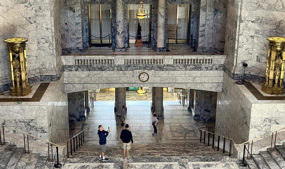 A lone vandal broke into the  Washington state Legislative Building in Olympia late Sunday Oct. 5, 2025 and caused damage to historical artifacts and particularly, the State Reception Room. The suspect was quickly detained by the Washington State Patrol. The building remained open for public tours on Monday, with just the third floor closed for access.