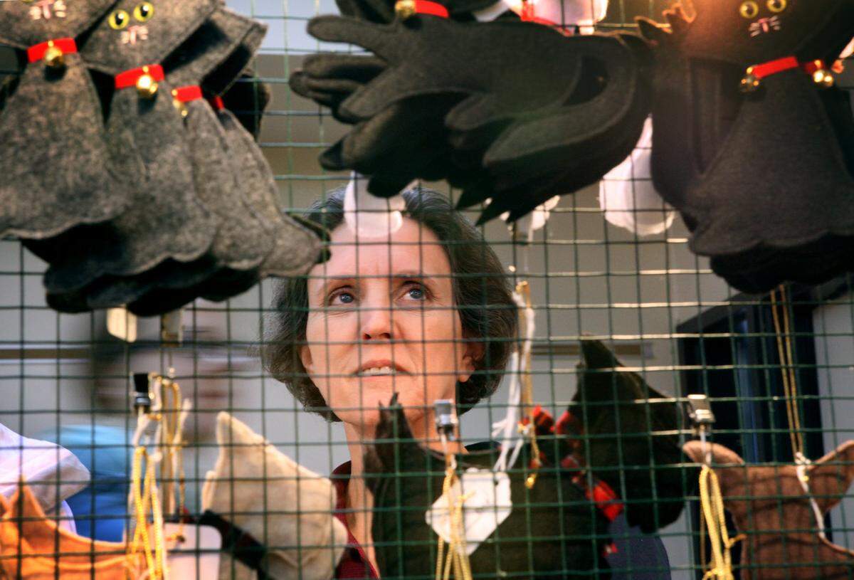 Bonita Berndson looks over the felt animal ornaments on display at the Thurston County Holiday Bazaar at the Thurston County Fairgrounds in Lacey in 2012.