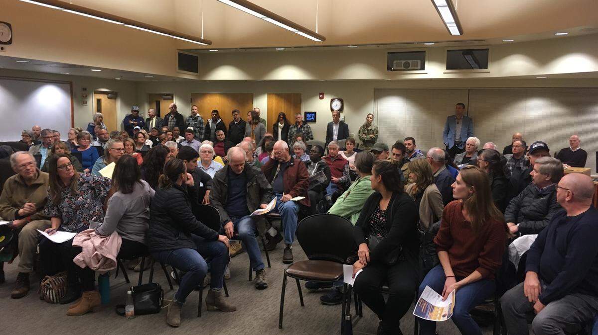 About 100 people attend a city of Lacey meeting on Wednesday to learn more about a proposal to park RVs on Main Street in Hawks Prairie. Now, that proposal likely won’t happen, city officials say.
