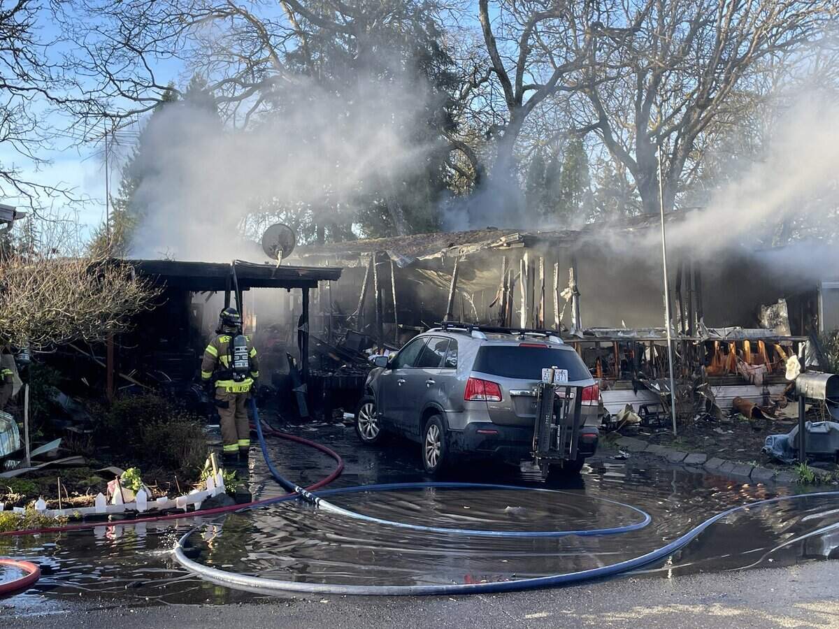 Three people were hospitalized after a fire destroyed a Lakewood residence on the 3200 block of 85th Street South.