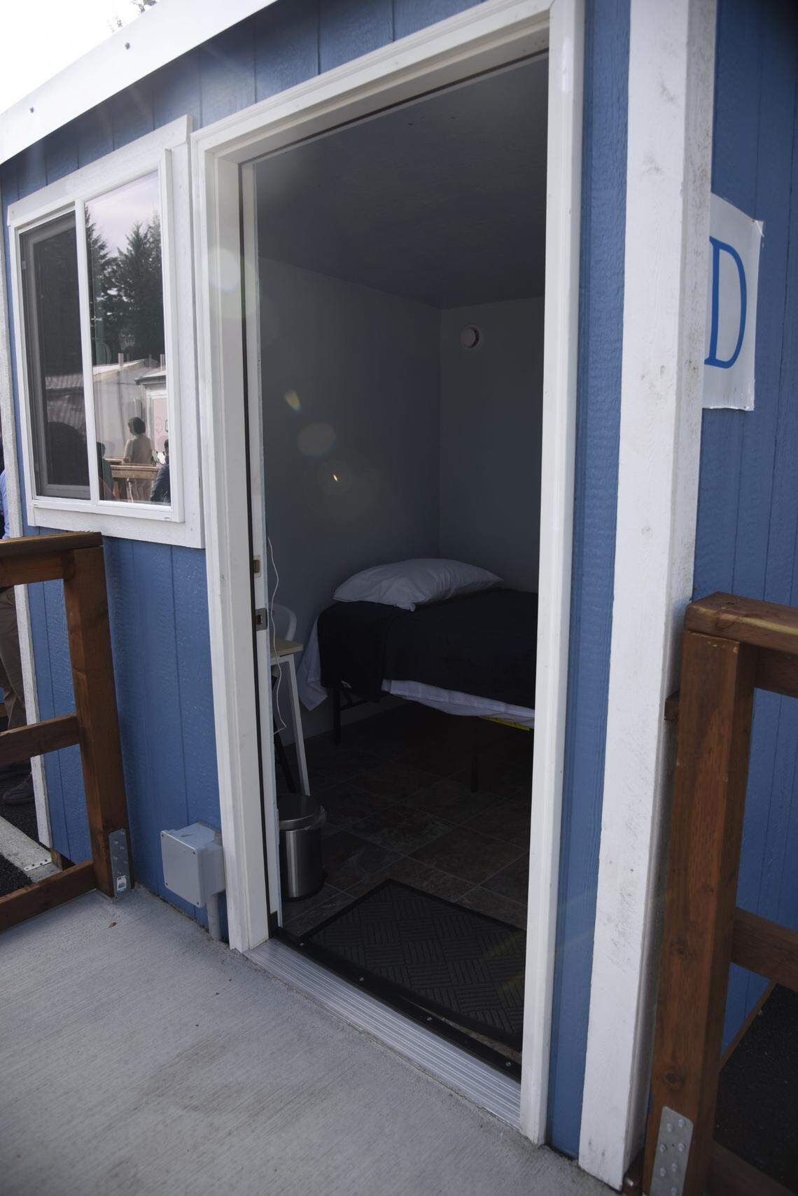 A view inside a tiny home in the newly opened tiny home village off of Franz Anderson Road. The tiny home village began allowing residents to move in last week, with the village able to hold up to 50 residents at a time.