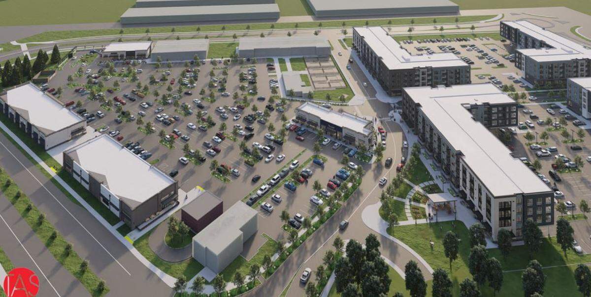 A rendering of the what the Hogum Bay Town Center will look like when complete. It currently is under construction in northeast Lacey at Marvin Road, Willamette Drive and Hogum Bay Road.