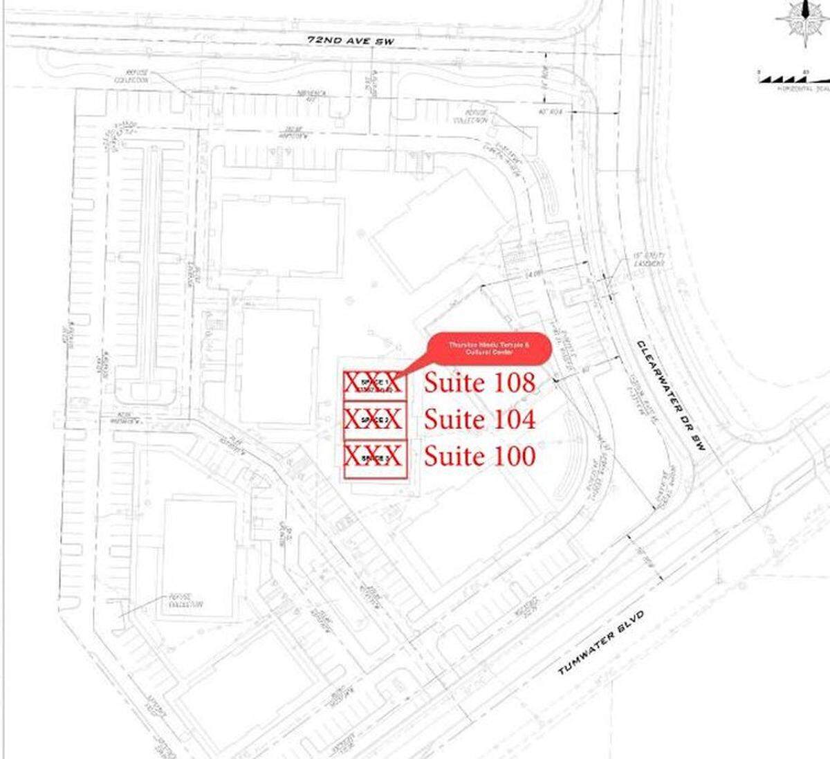The location of the Hindu temple proposal.