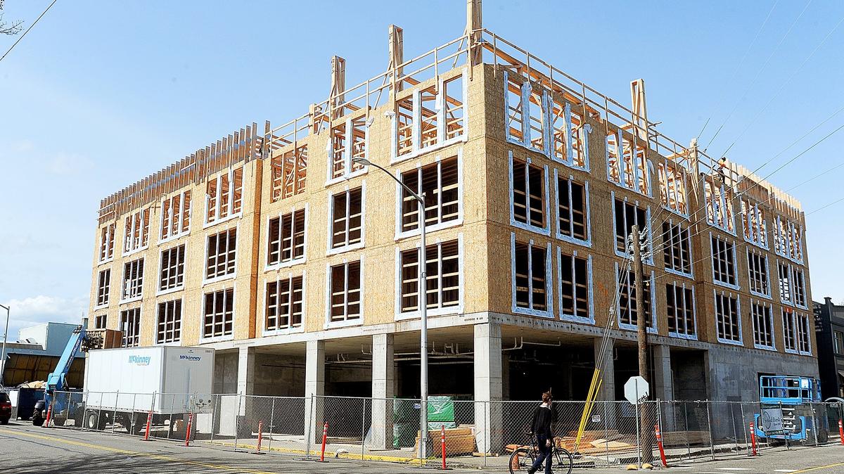 Work continues on Annie's Artists Flats at the corner of Fifth Avenue and Adams Street in Olympia.