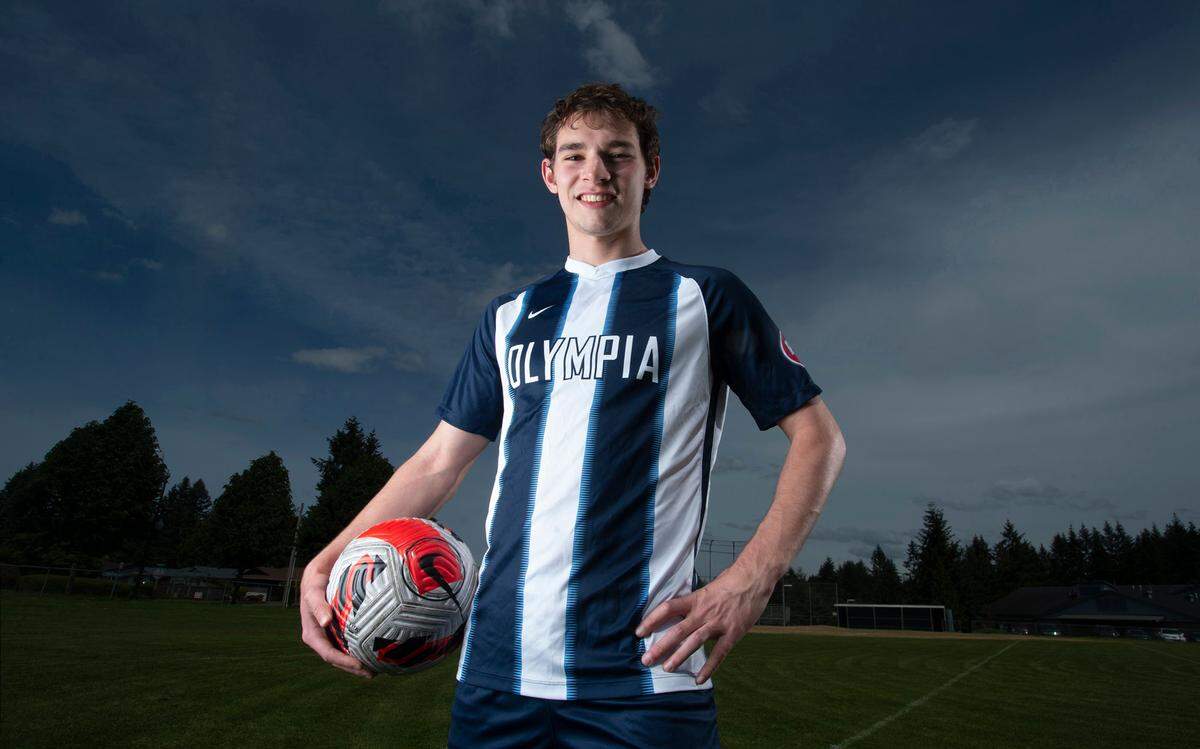 Olympia senior defender Connor Barnes is The Olympian’s All-Area Soccer Player of the Year. He is shown at Olympia High School in Olympia, Washington on Wednesday, June 8, 2022.